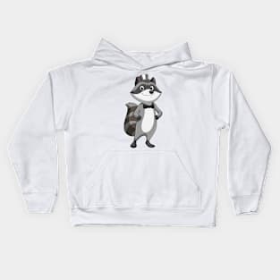 Raccoon as Groom with Tie Kids Hoodie